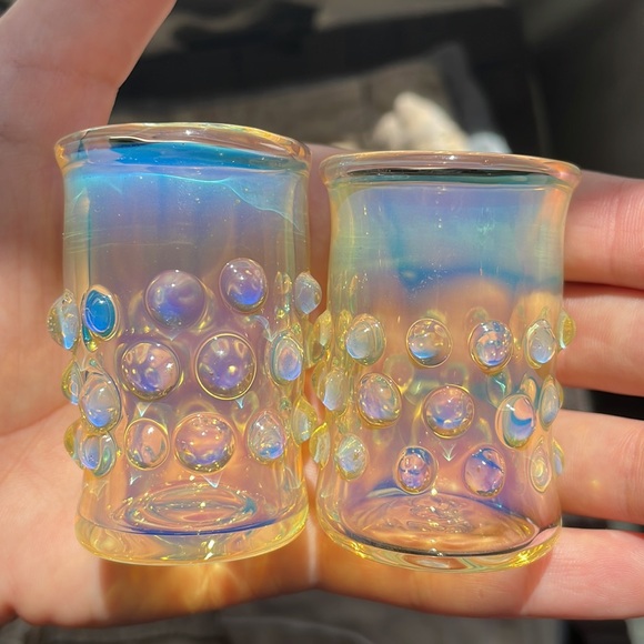 Textured Glass Blown Shot Glasses - Set | Handmade - Picture 1 of 5